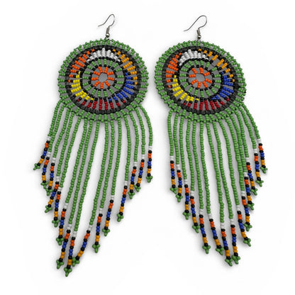 Maasai Beaded Statement Earrings – Handmade African Tassel Drop Earrings, Bold Ethnic Jewellery - Fatisha Boutique #