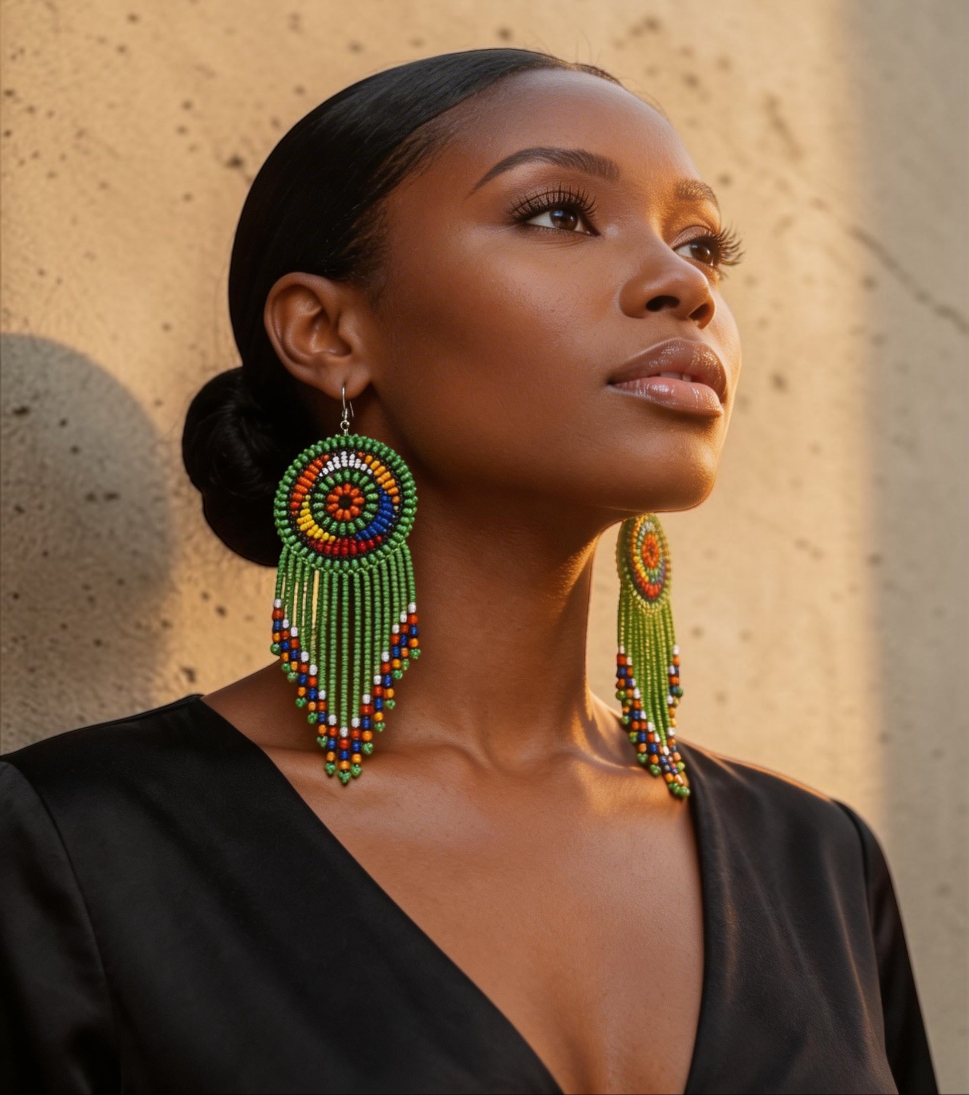 Maasai Beaded Statement Earrings – Handmade African Tassel Drop Earrings, Bold Ethnic Jewellery - Fatisha Boutique #