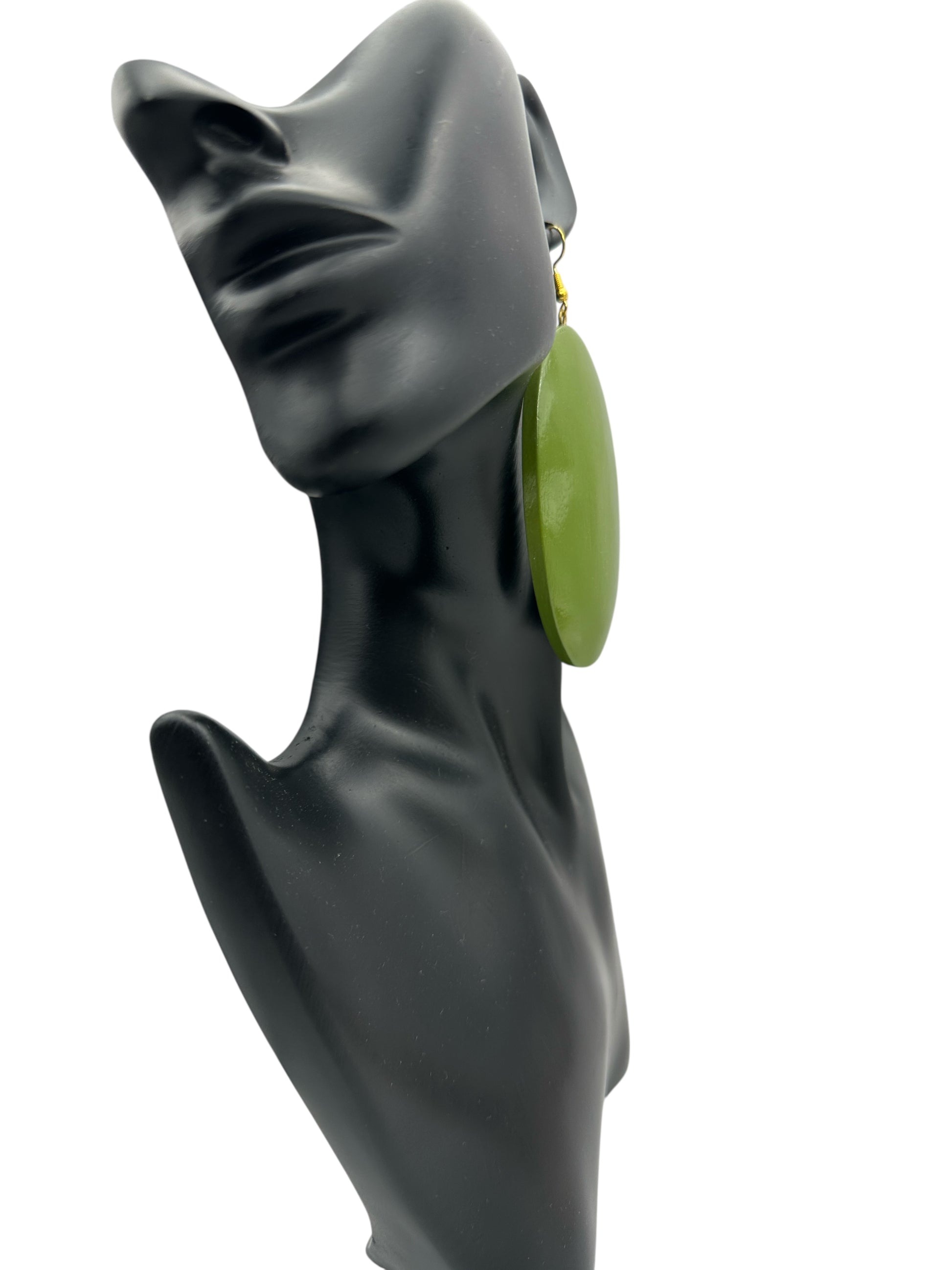 Green Wooden Oval Dangle Earrings – Handmade Boho Chic Statement Jewellery |Ethnic Earrings - Fatisha Boutique #