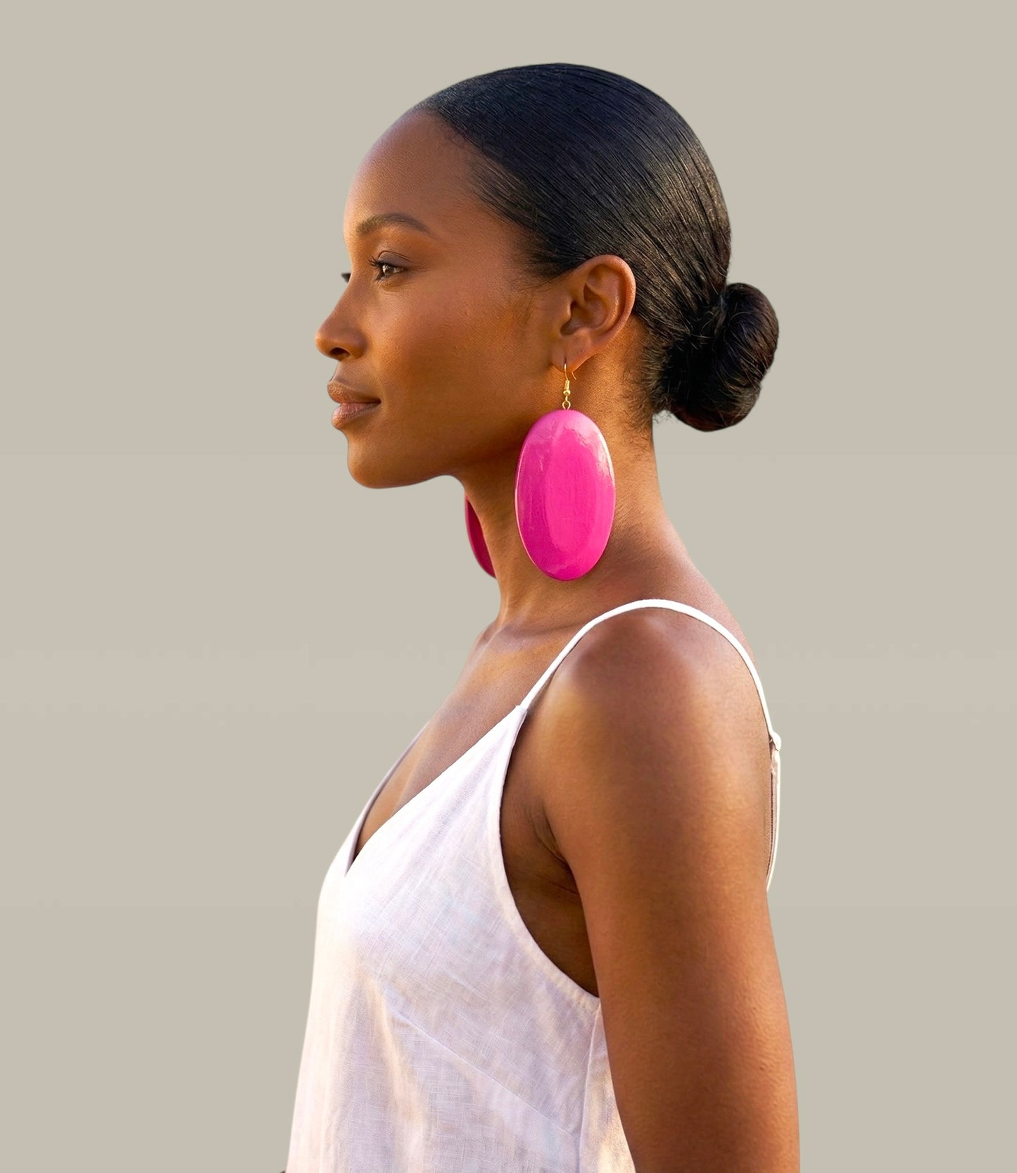 Pink Wooden Oval Dangle Earrings – Handmade Boho Statement Jewellery | Ethnic Earrings - Fatisha Boutique #