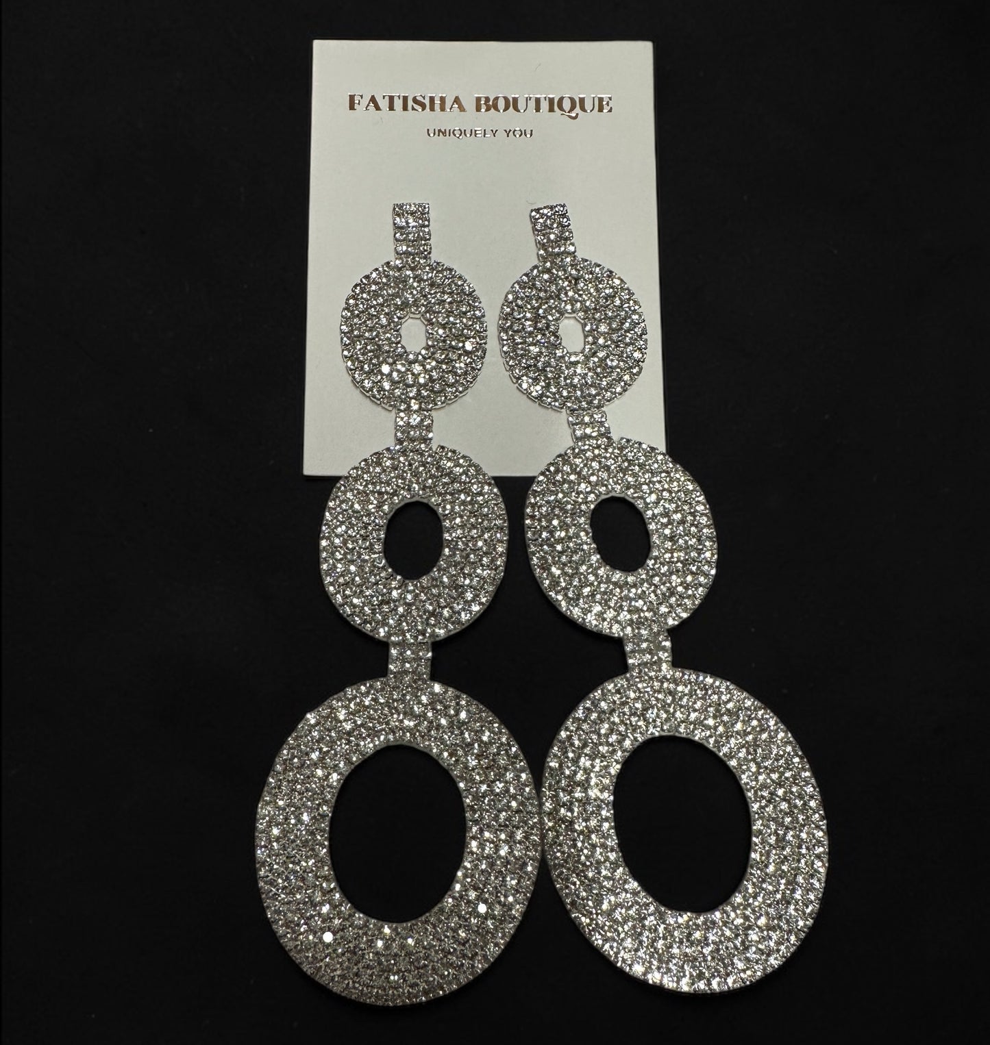 Extra Long Diamante Rhinestone Statement Earrings – Elegant Crystal Teardrop Dangle Earrings | Glam Evening, Wedding Guest Jewellery - Fatisha Boutique #