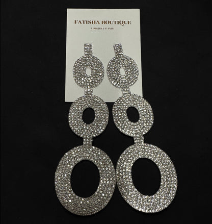 Extra Long Diamante Rhinestone Statement Earrings – Elegant Crystal Teardrop Dangle Earrings | Glam Evening, Wedding Guest Jewellery - Fatisha Boutique #
