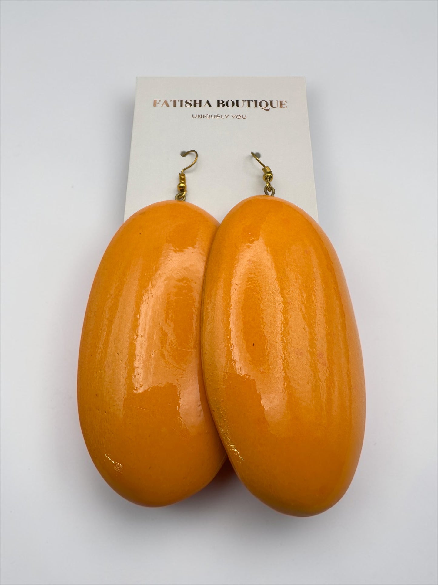 Orange Wooden Oval Dangle Earrings – Handmade Boho Statement Jewellery |  Ethnic Wood Earrings - Fatisha Boutique #