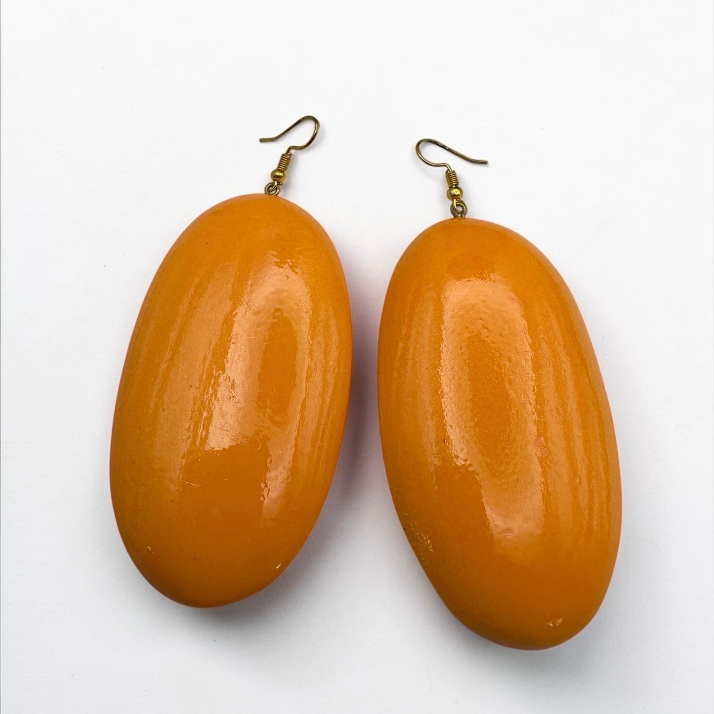 Orange Wooden Oval Dangle Earrings – Handmade Boho Statement Jewellery |  Ethnic Wood Earrings - Fatisha Boutique #
