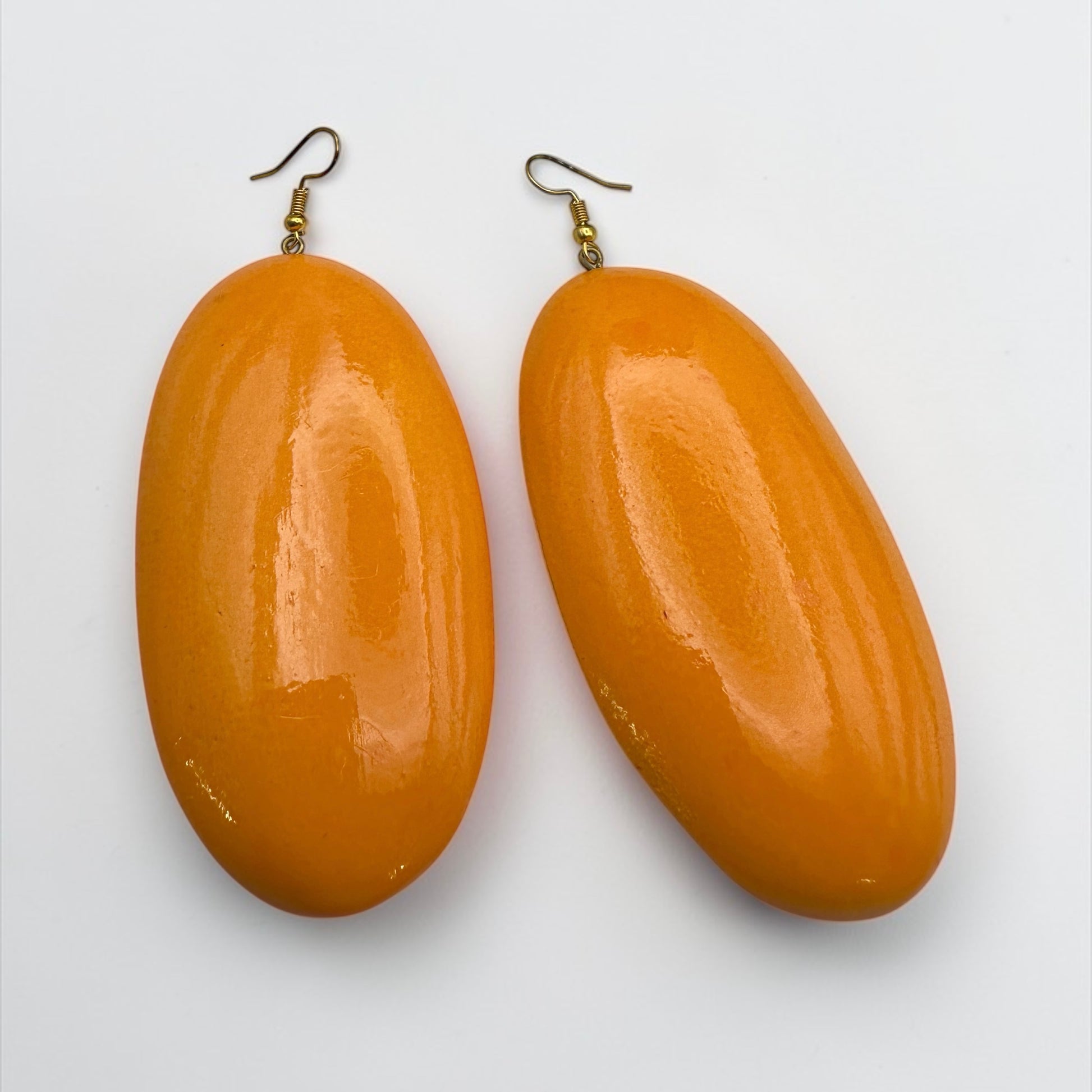 Orange Wooden Oval Dangle Earrings – Handmade Boho Statement Jewellery |  Ethnic Wood Earrings - Fatisha Boutique #