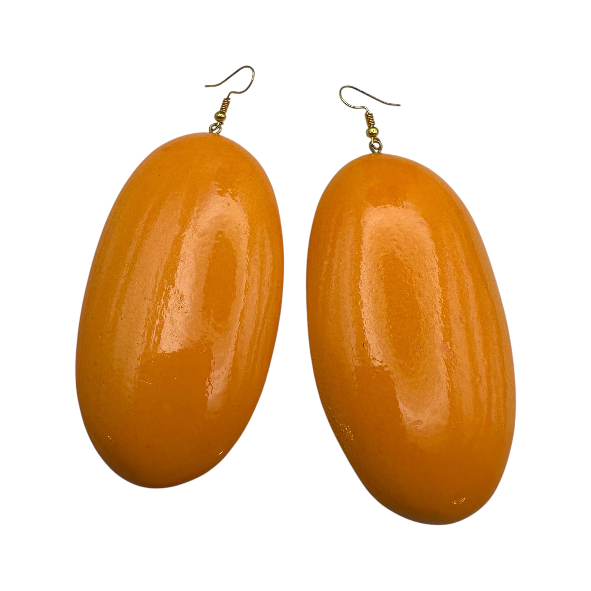 Orange Wooden Oval Dangle Earrings – Handmade Boho Statement Jewellery |  Ethnic Wood Earrings - Fatisha Boutique #