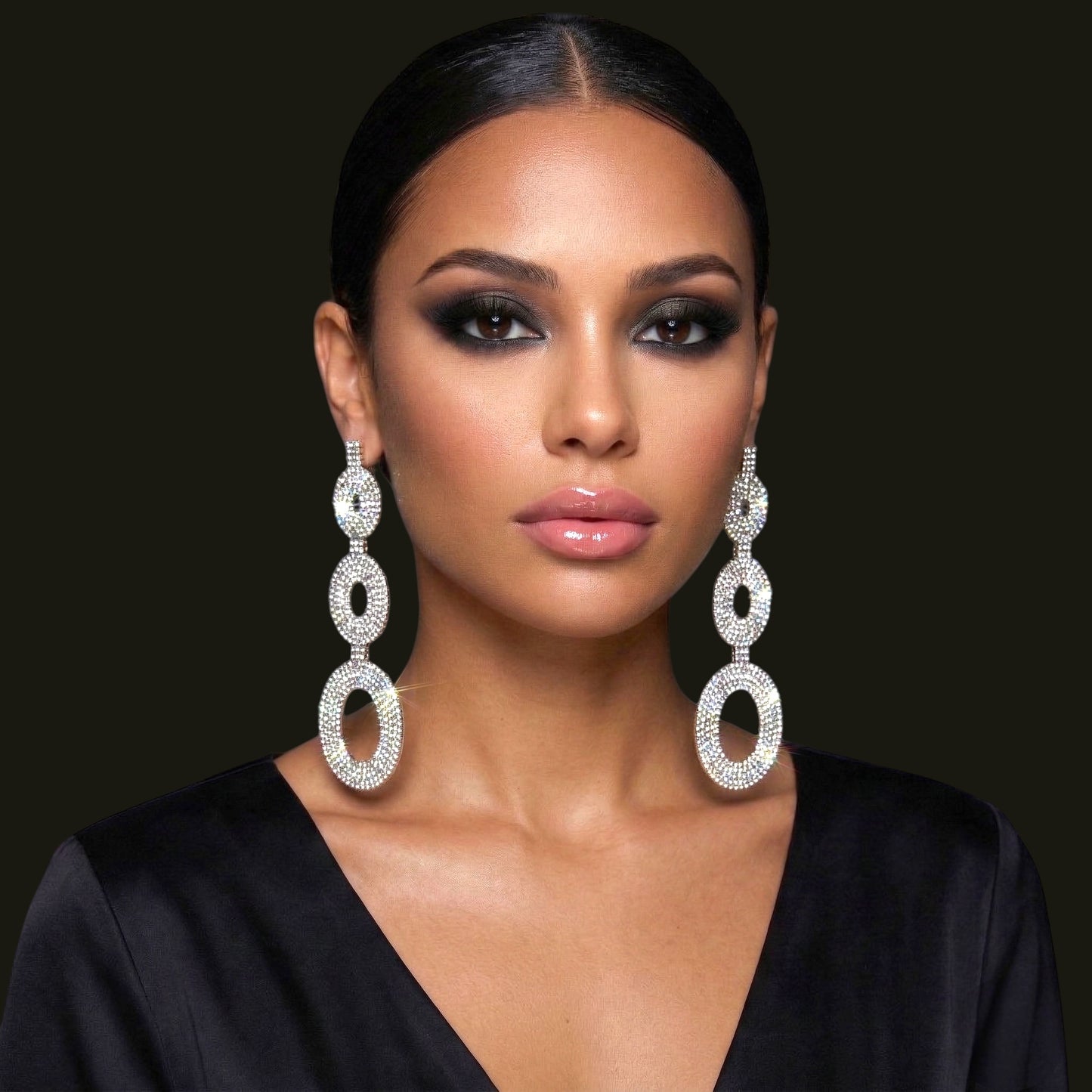 Extra Long Diamante Rhinestone Statement Earrings – Elegant Crystal Teardrop Dangle Earrings | Glam Evening, Wedding Guest Jewellery - Fatisha Boutique #