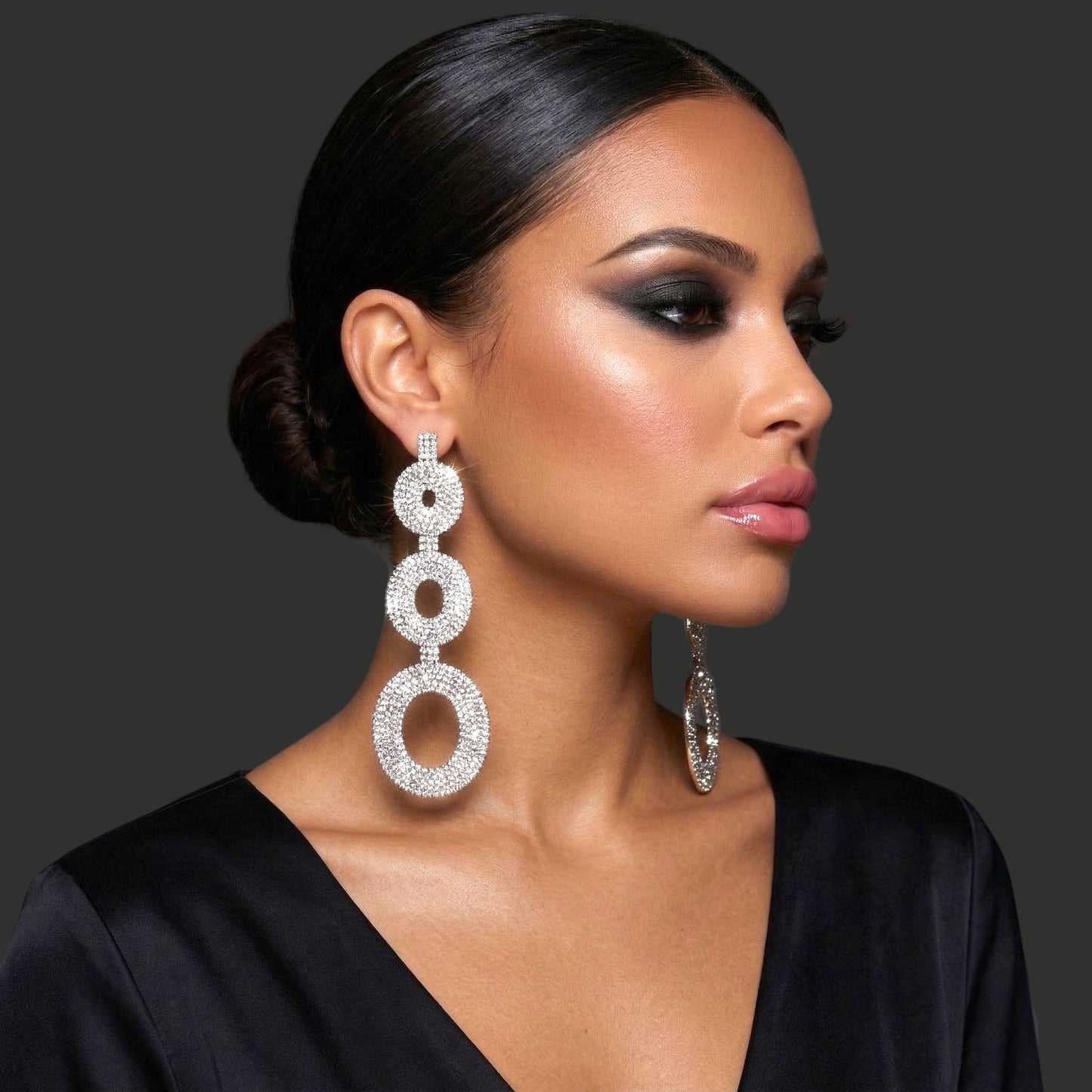 Extra Long Diamante Rhinestone Statement Earrings – Elegant Crystal Teardrop Dangle Earrings | Glam Evening, Wedding Guest Jewellery - Fatisha Boutique #