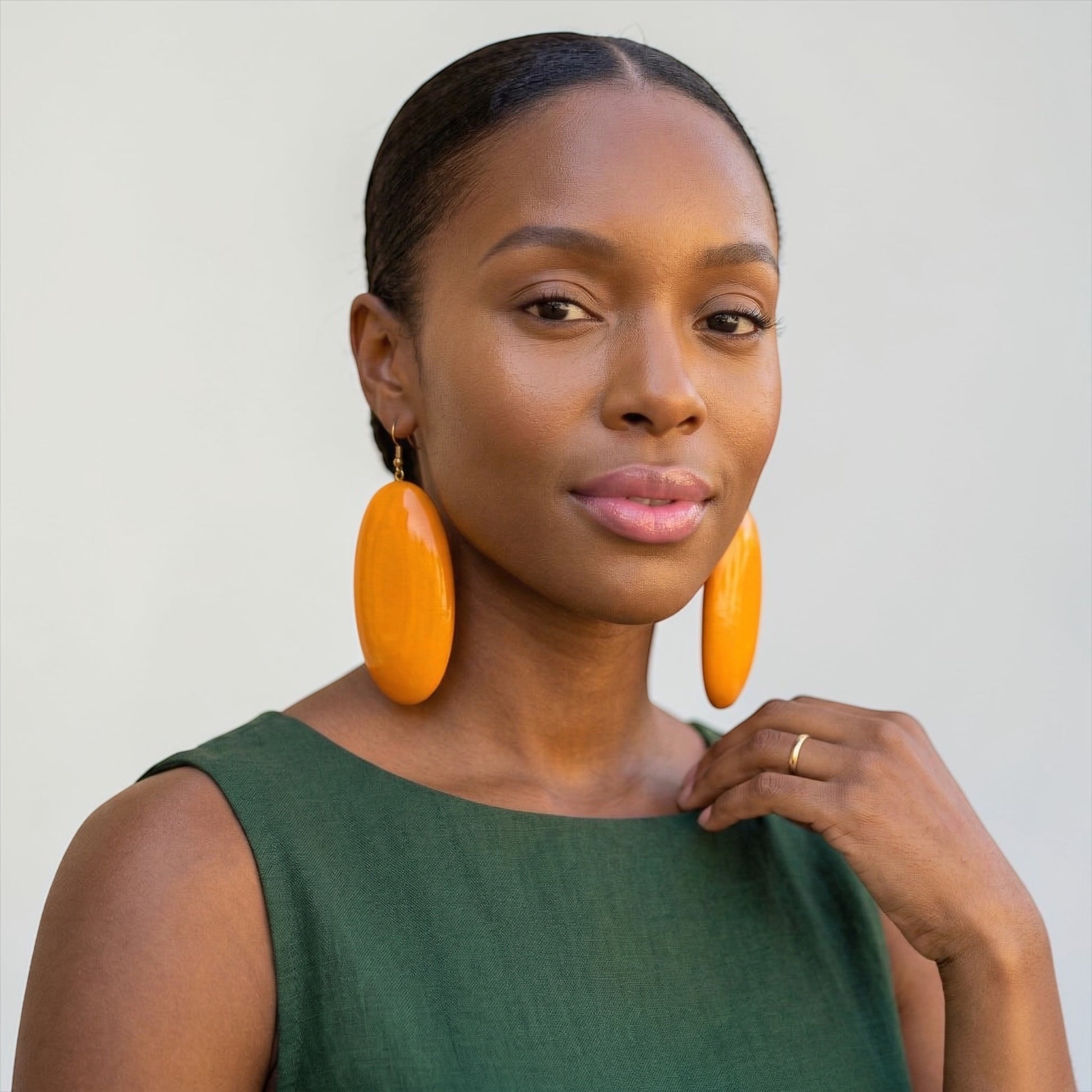 Orange Wooden Oval Dangle Earrings – Handmade Boho Statement Jewellery |  Ethnic Wood Earrings - Fatisha Boutique #