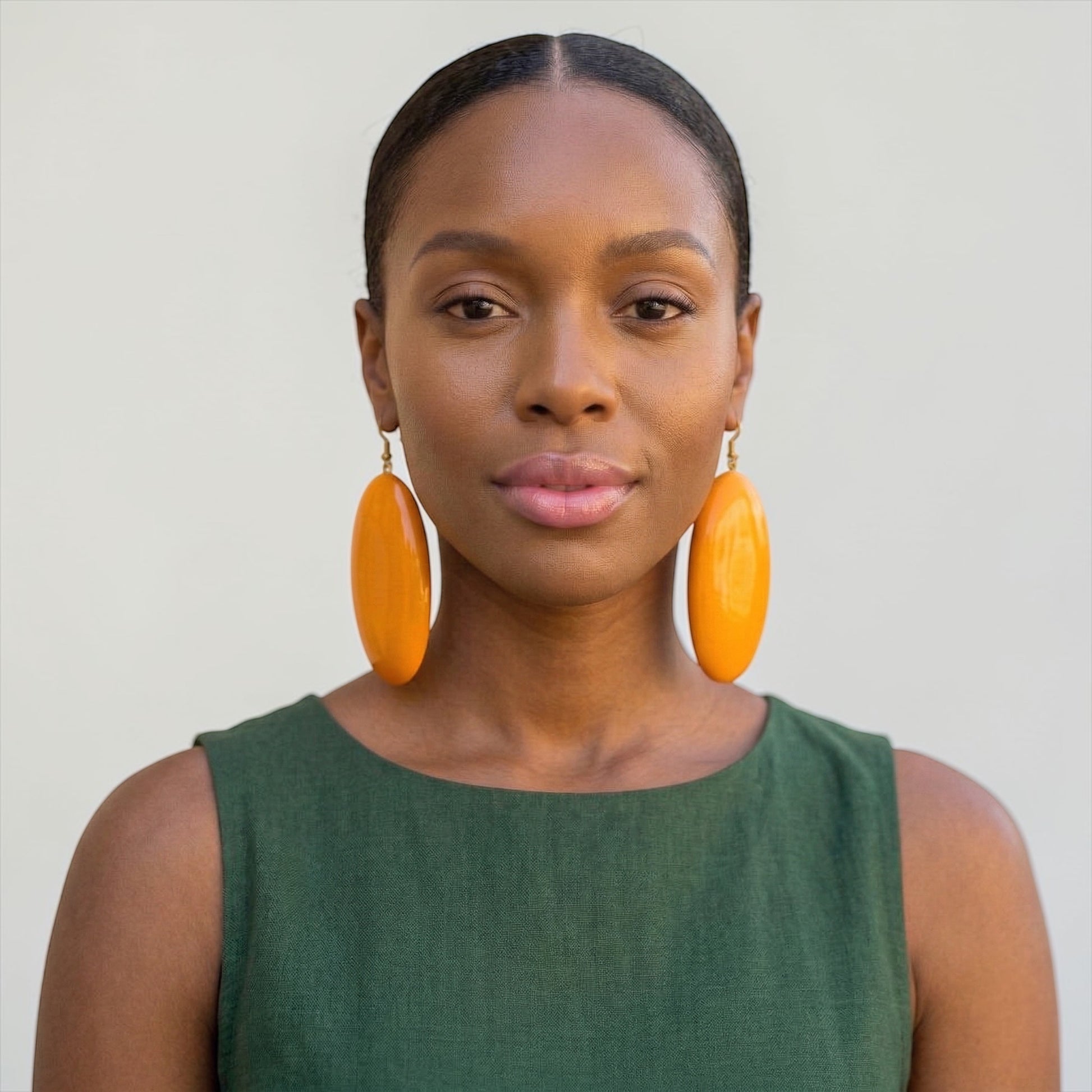 Orange Wooden Oval Dangle Earrings – Handmade Boho Statement Jewellery |  Ethnic Wood Earrings - Fatisha Boutique #