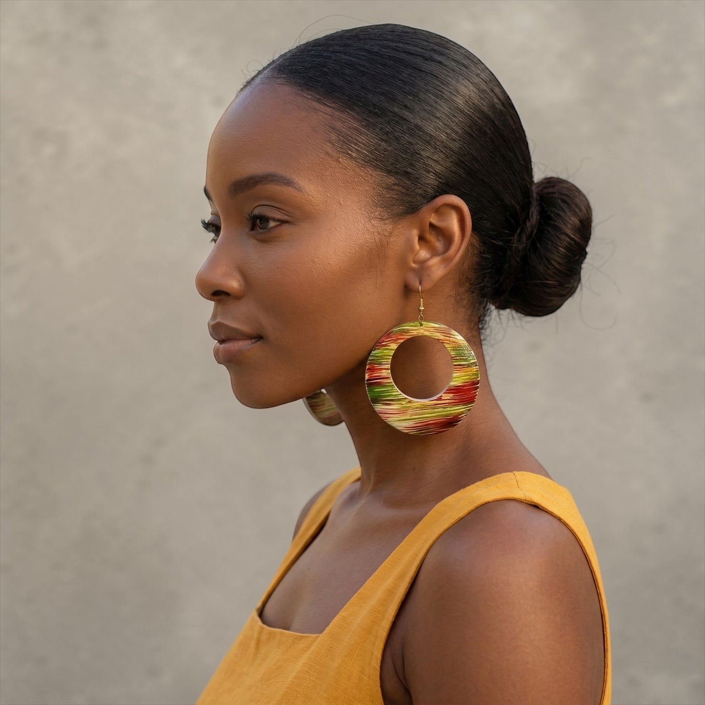 Multicolour Wooden Hoop Earrings – Handmade Boho Statement Jewellery | Lightweight Ethnic Dangle Earrings - Fatisha Boutique #
