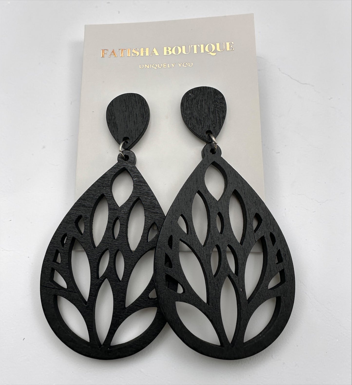 Lightweight Wooden Leaf Dangle Earrings – Handmade Boho Statement Earrings | Natural Wood Jewellery - Fatisha Boutique #