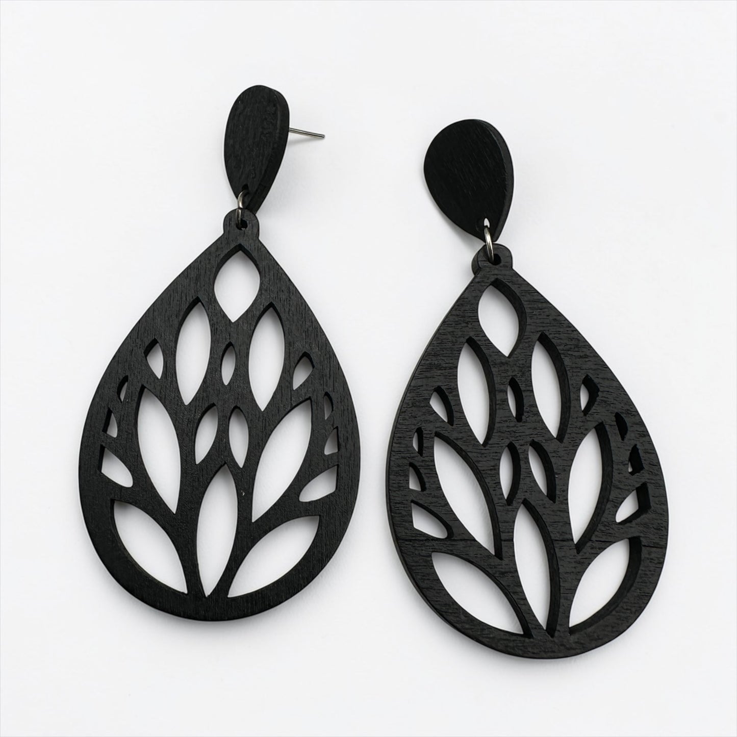 Lightweight Wooden Leaf Dangle Earrings – Handmade Boho Statement Earrings | Natural Wood Jewellery - Fatisha Boutique #