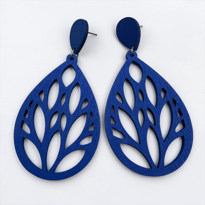 Lightweight Wooden Leaf Dangle Earrings – Handmade Boho Statement Earrings | Natural Wood Jewellery - Fatisha Boutique #