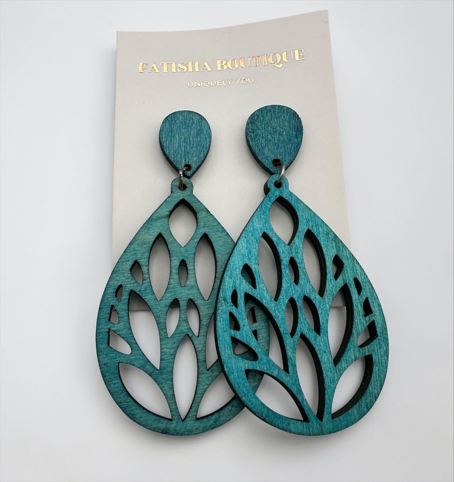Lightweight Wooden Leaf Dangle Earrings – Handmade Boho Statement Earrings | Natural Wood Jewellery - Fatisha Boutique #
