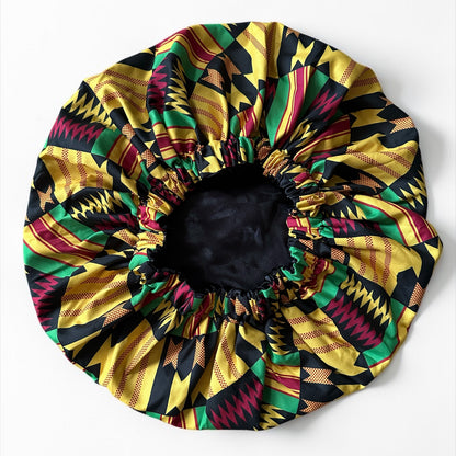 Double Layered Ankara Kente Satin Silk Bonnet – Reversible Sleep Cap for Natural Hair, Braids & Locs | Fatisha Boutique - Fatisha Boutique #