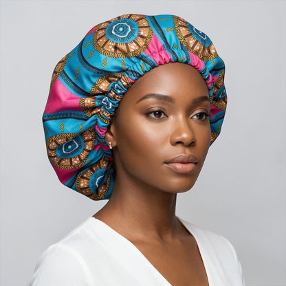 Double-Layered Ankara Satin Silk Reversible Bonnet Cap – African Print Sleep Hat for Braids & Natural Hair - Fatisha Boutique #