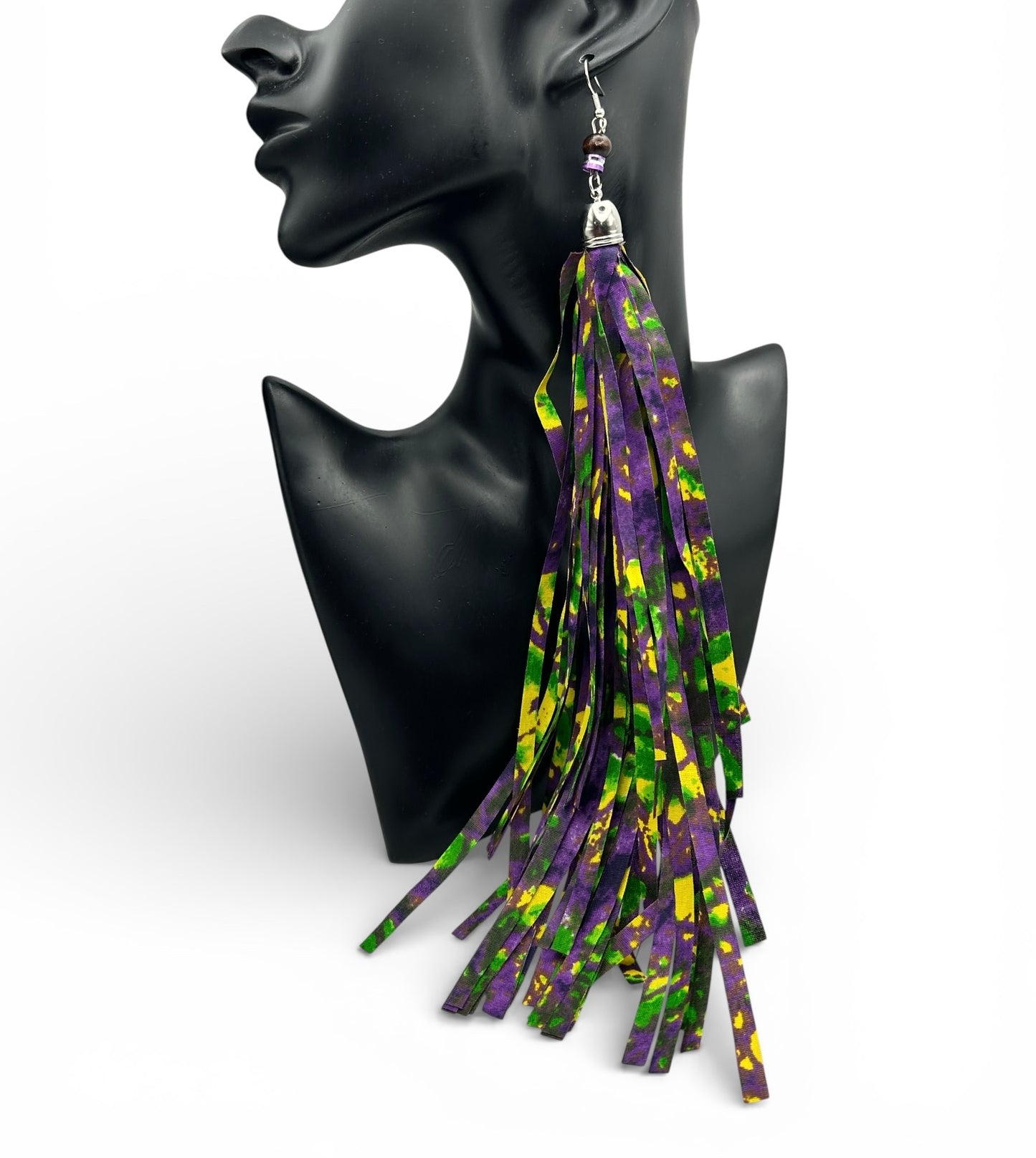 African Ankara Tassel Statement Earrings – Long Bold Ethnic Fringe Earrings