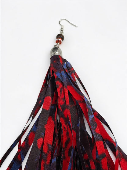 African Ankara Tassel Statement Earrings – Long Bold Ethnic Fringe Earrings