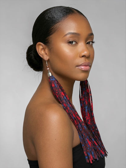 African Ankara Tassel Statement Earrings – Long Bold Ethnic Fringe Earrings