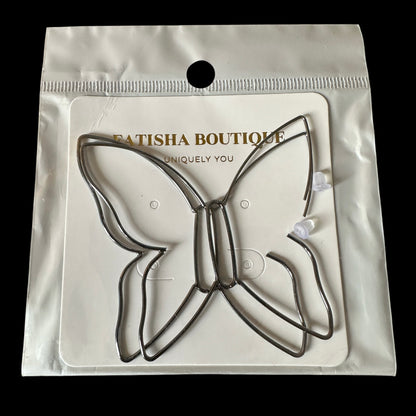 Minimalist Stainless Steel Butterfly Hoop Earrings – Lightweight Statement Earrings - Fatisha Boutique #