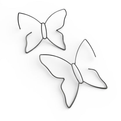 Minimalist Stainless Steel Butterfly Hoop Earrings – Lightweight Statement Earrings - Fatisha Boutique #