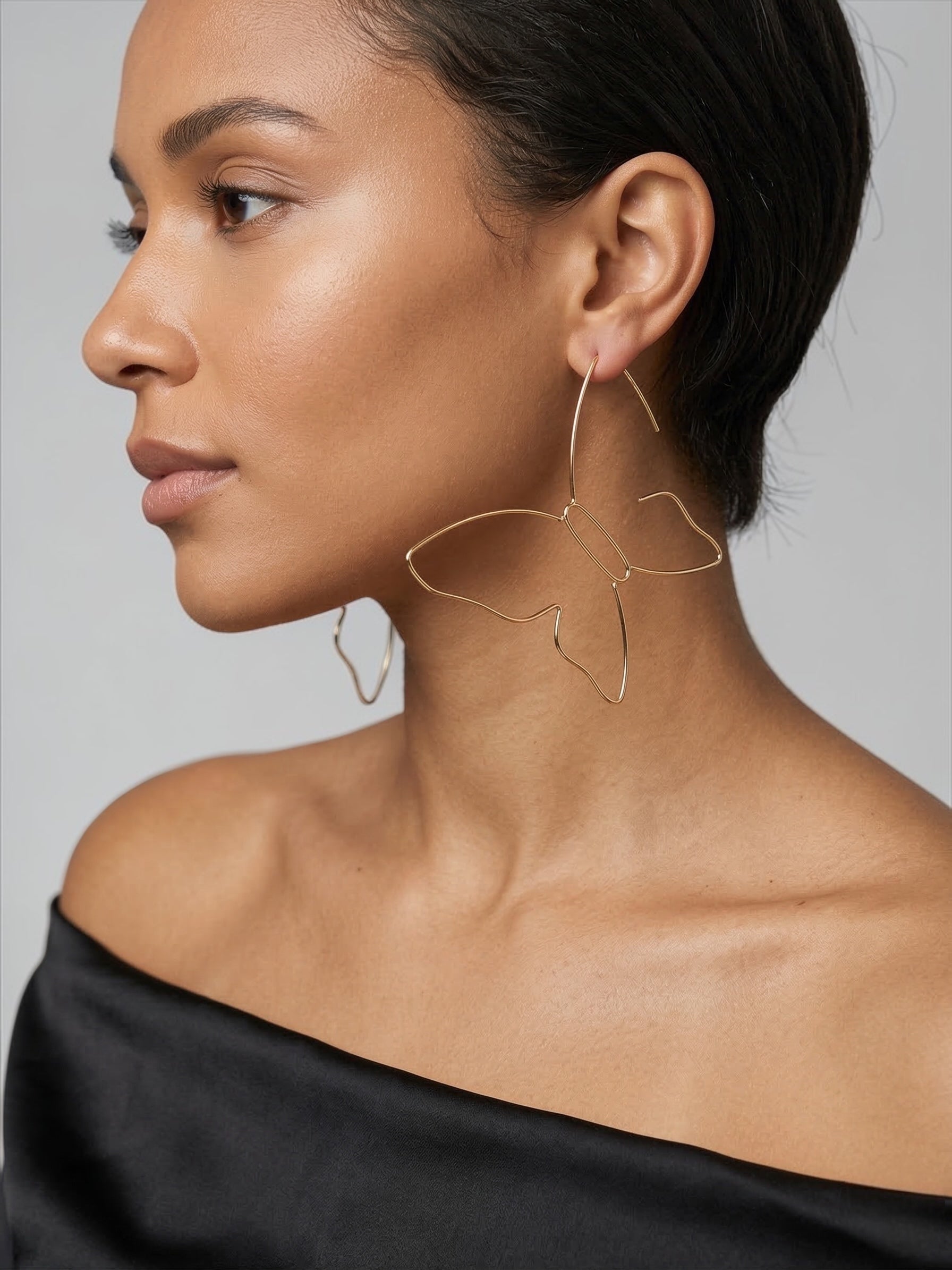 Minimalist Stainless Steel Butterfly Hoop Earrings – Lightweight Statement Earrings - Fatisha Boutique #