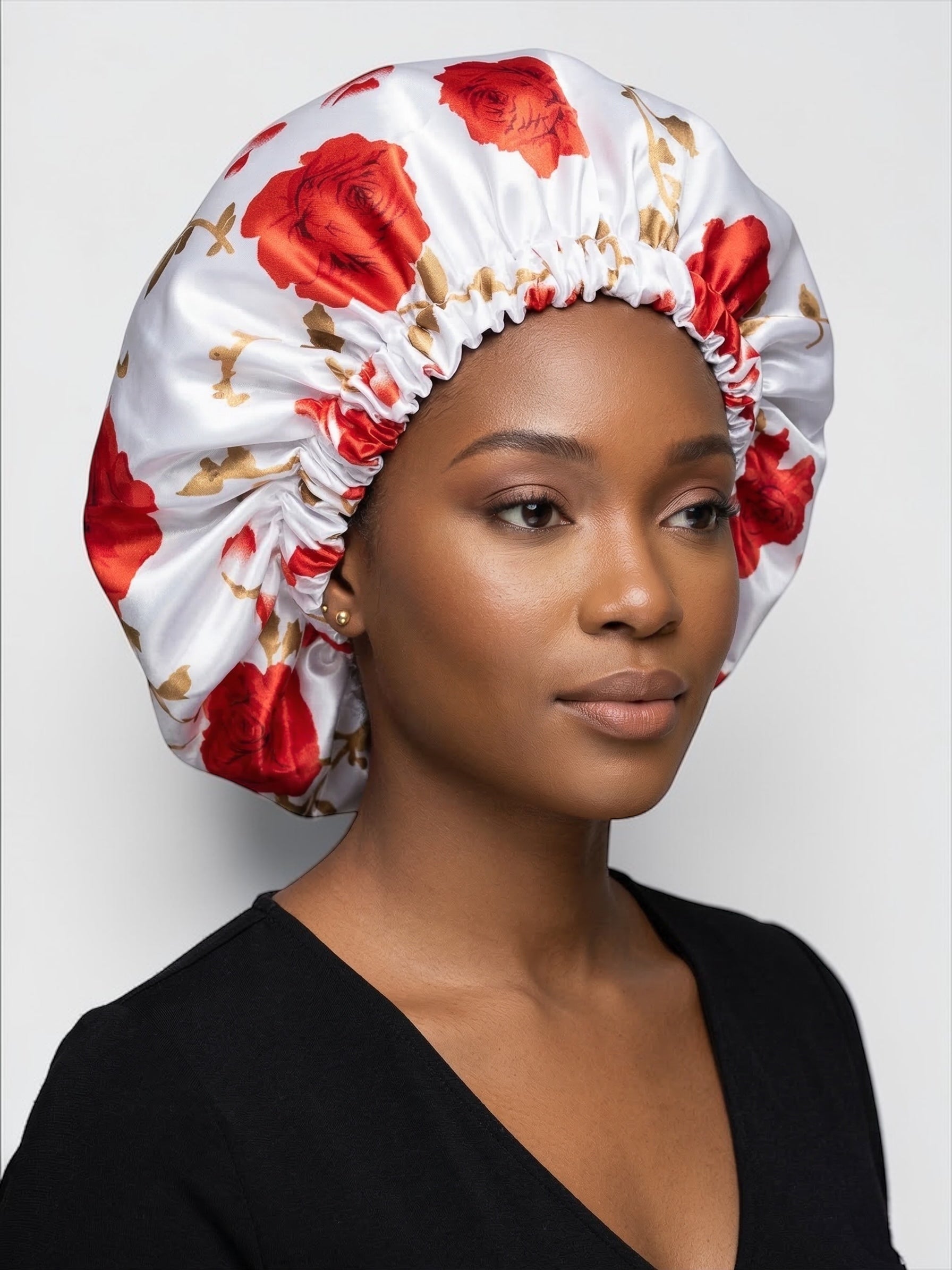 Double Layer Satin Silk Sleep Bonnet – Floral Hair Protection Cap for Braids, Locs & Natural Hair - Fatisha Boutique #