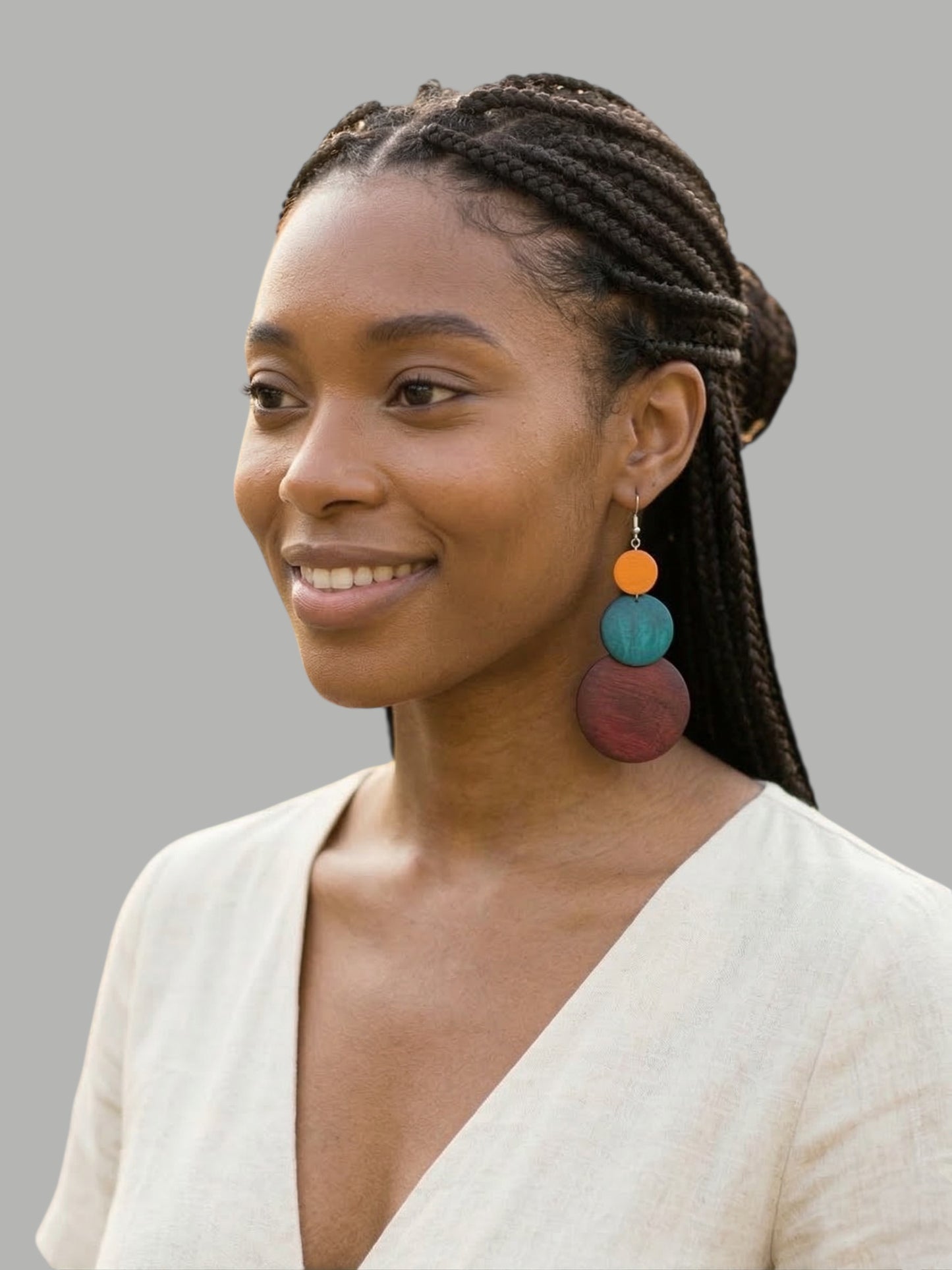 Multicolour Wooden Statement Earrings – Lightweight Boho Drop Earrings - Fatisha Boutique #