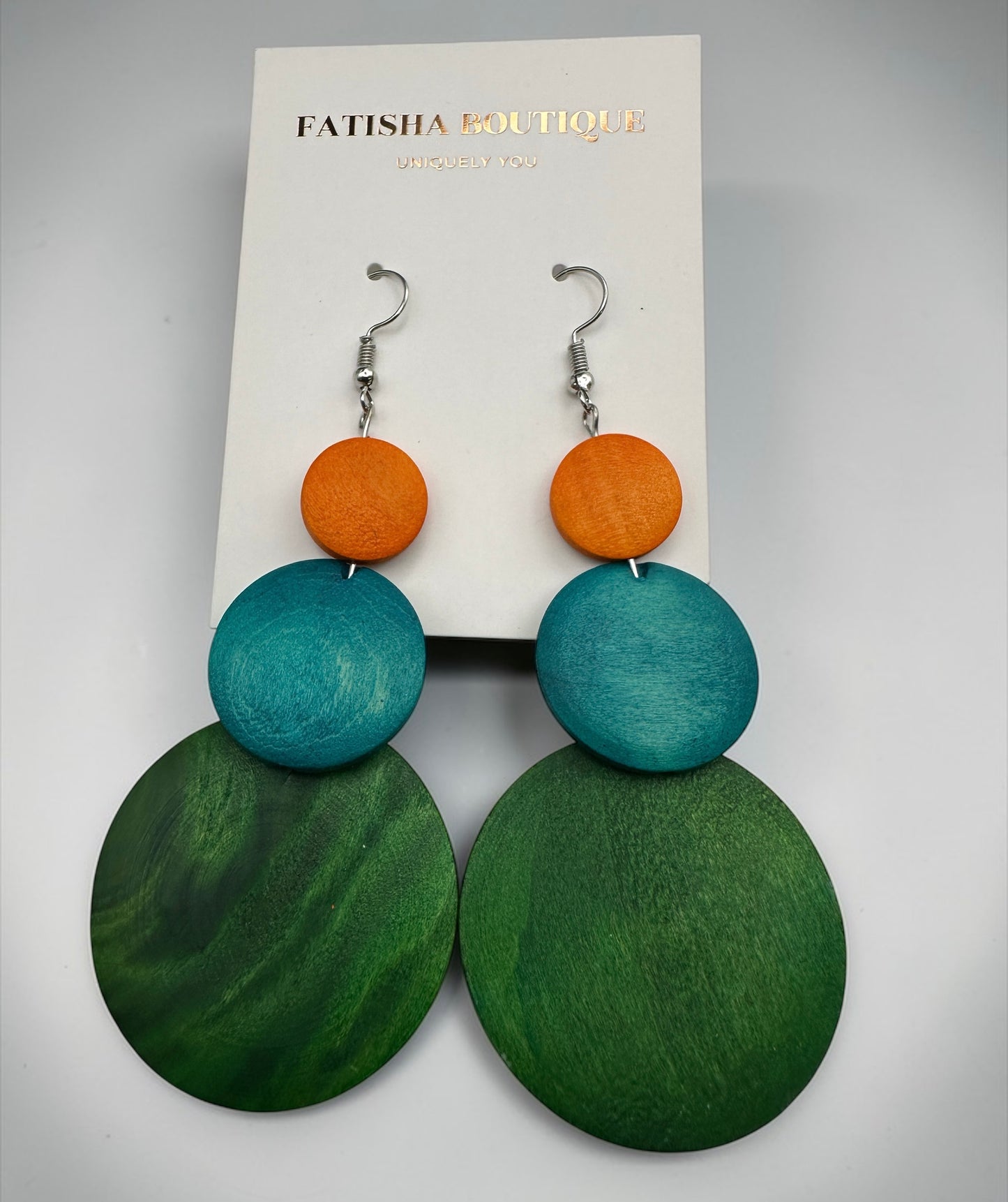 Multicolour Wooden Statement Earrings – Lightweight Boho Drop Earrings - Fatisha Boutique #