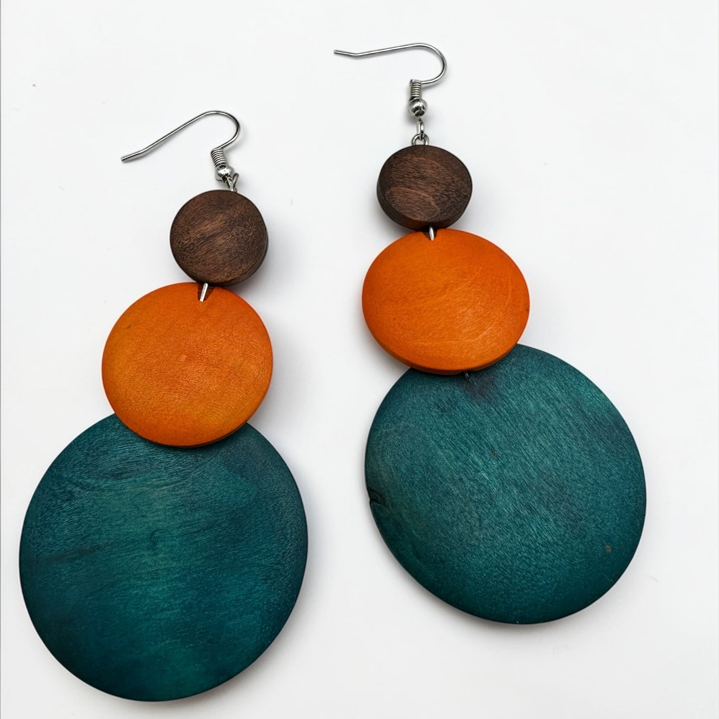 Multicolour Wooden Statement Earrings – Lightweight Boho Drop Earrings - Fatisha Boutique #