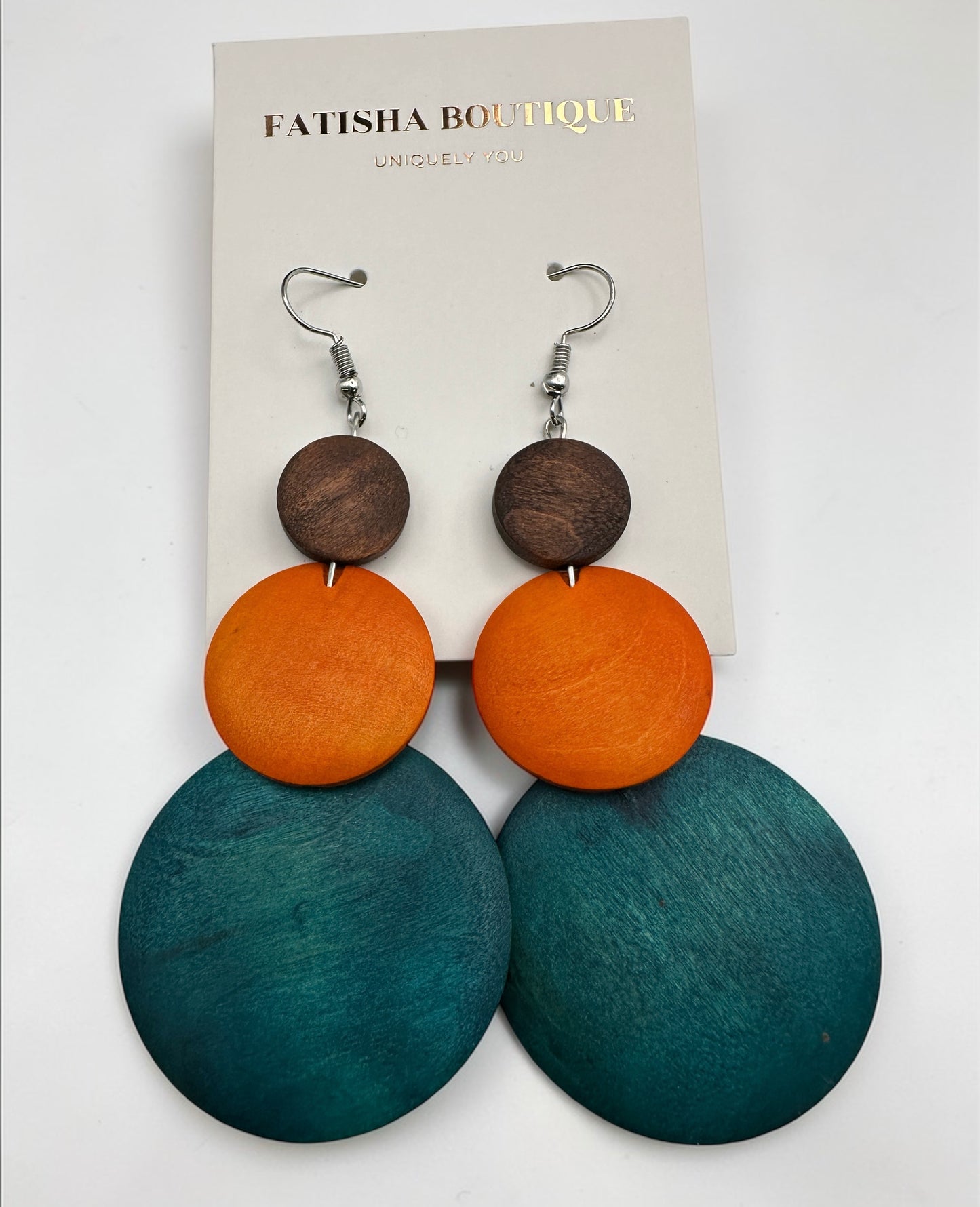 Multicolour Wooden Statement Earrings – Lightweight Boho Drop Earrings - Fatisha Boutique #