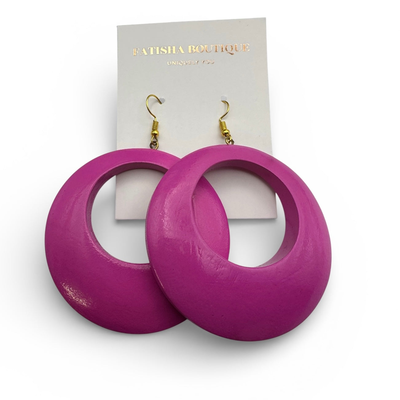 Handmade Ethnic Pink Wooden Statement Hoop Earrings – Lightweight Drop Earrings - Fatisha Boutique #