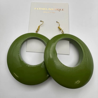 Handpainted Green Wooden Statement Donut Hoop Earrings – Ethnic Handmade Jewellery - Fatisha Boutique #