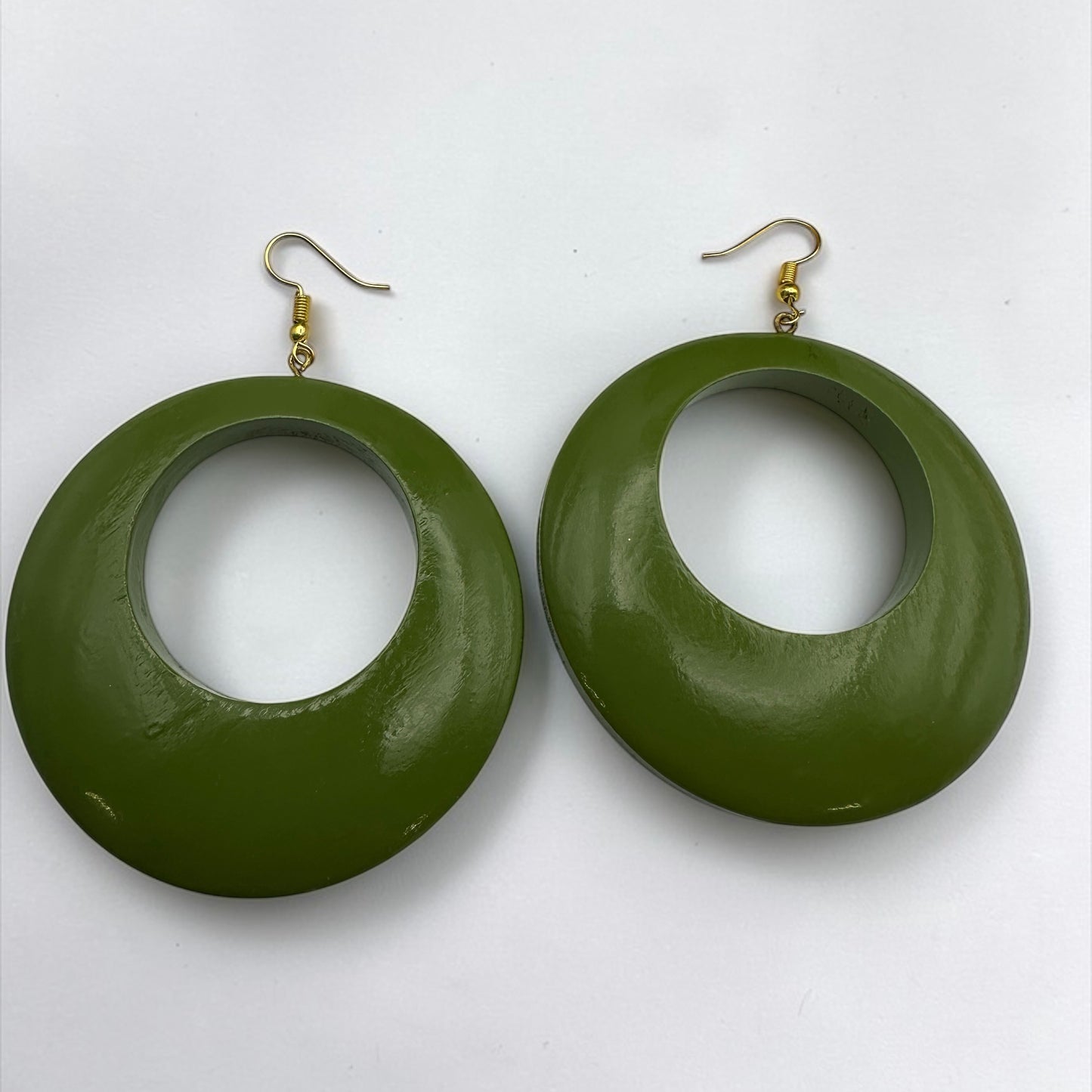 Handpainted Green Wooden Statement Donut Hoop Earrings – Ethnic Handmade Jewellery - Fatisha Boutique #