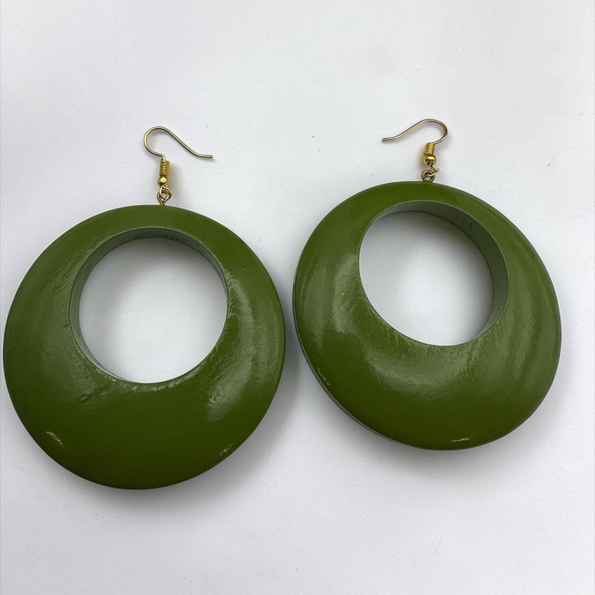 Handpainted Green Wooden Statement Donut Hoop Earrings – Ethnic Handmade Jewellery - Fatisha Boutique #