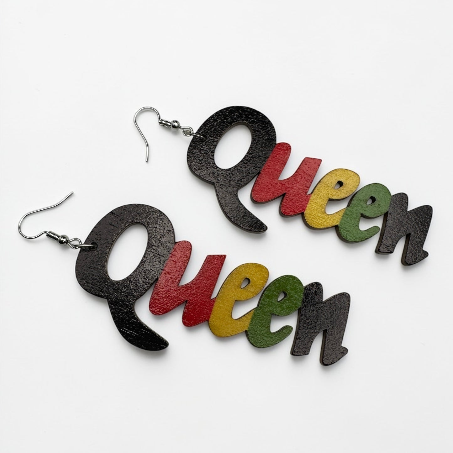 Multicolour Queen Afrocentric Wooden Statement Earrings – Handmade Ultra-Lightweight Ethnic Jewellery - Fatisha Boutique #