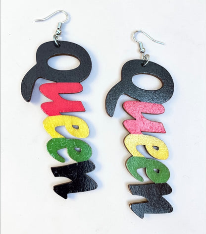Multicolour Queen Afrocentric Wooden Statement Earrings – Handmade Ultra-Lightweight Ethnic Jewellery - Fatisha Boutique #