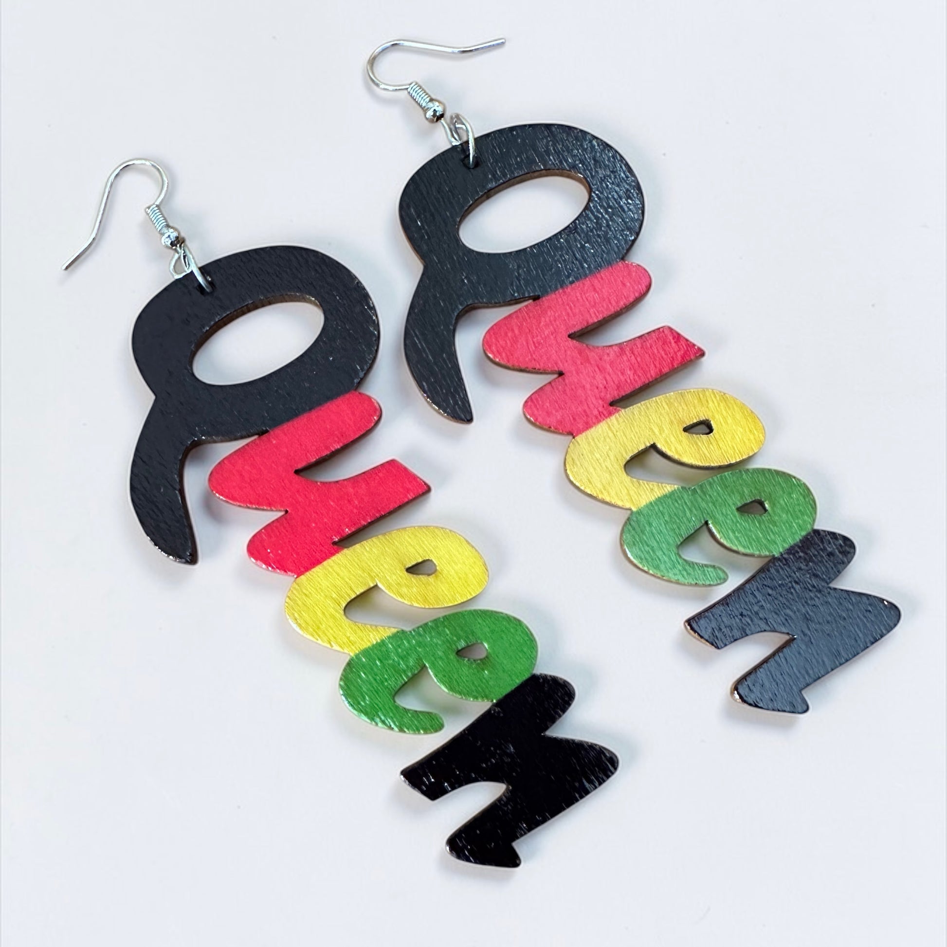 Multicolour Queen Afrocentric Wooden Statement Earrings – Handmade Ultra-Lightweight Ethnic Jewellery - Fatisha Boutique #