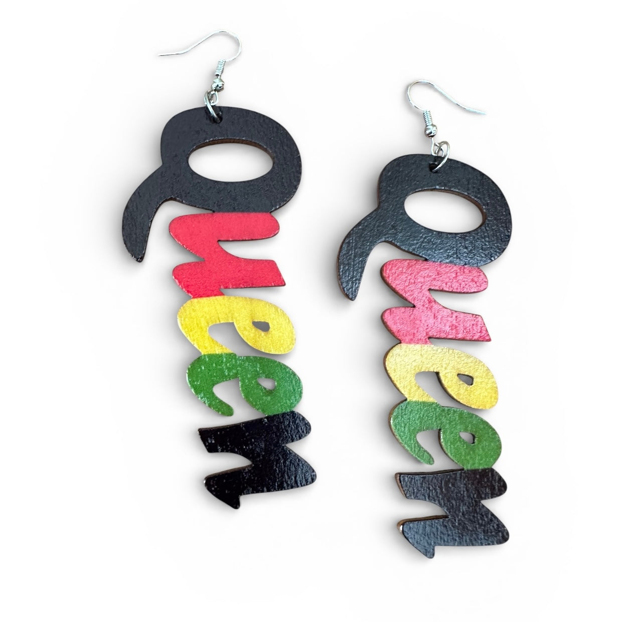 Multicolour Queen Afrocentric Wooden Statement Earrings – Handmade Ultra-Lightweight Ethnic Jewellery - Fatisha Boutique #