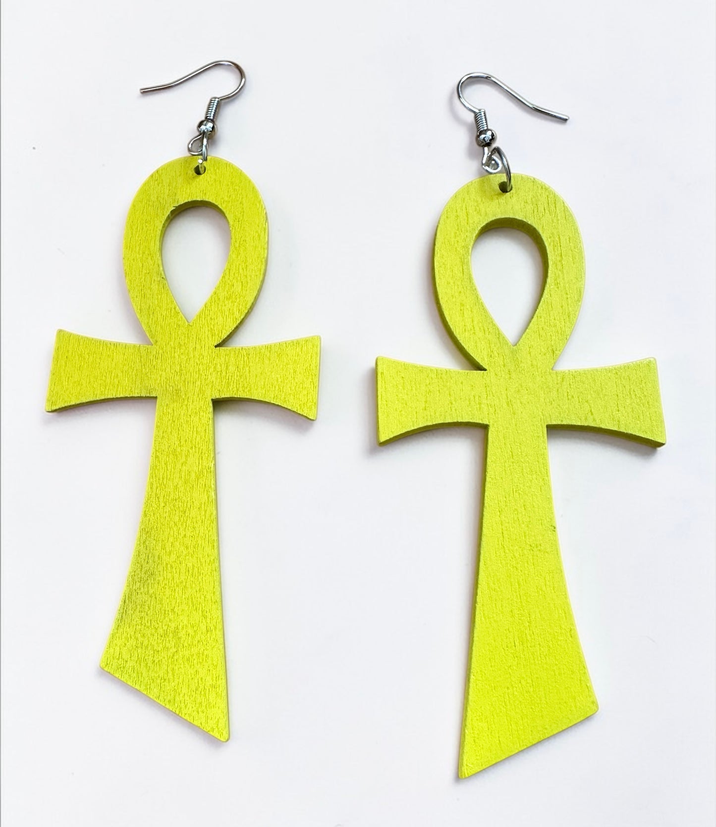 Oversized Wooden Ankh Earrings – Handmade African Ethnic Statement Jewellery - Fatisha Boutique #