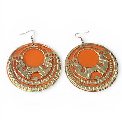 African Inspired Wooden & Metal Hoop Earrings – Bold Afrocentric Statement Jewellery - Fatisha Boutique #
