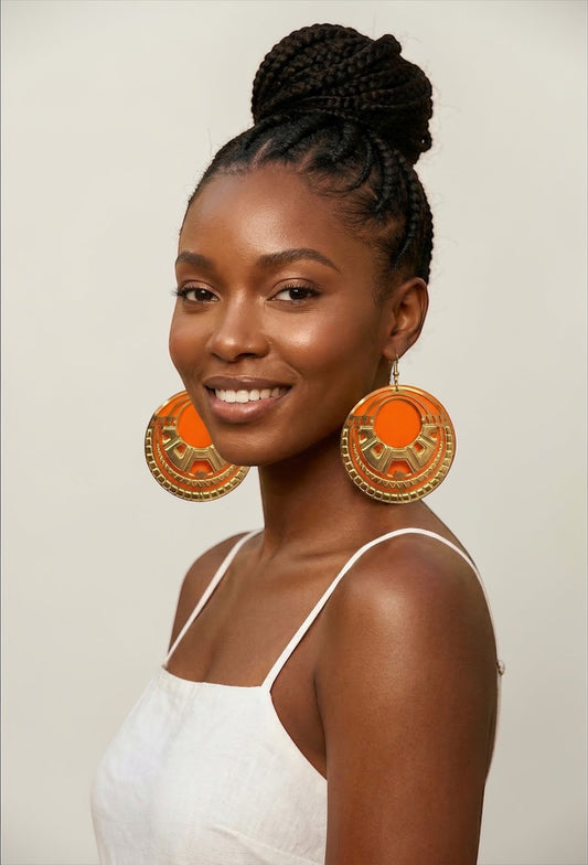 African Inspired Wooden & Metal Hoop Earrings – Bold Afrocentric Statement Jewellery - Fatisha Boutique #