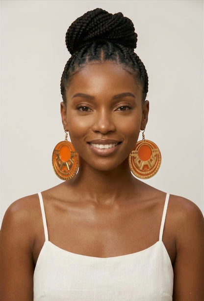 African Inspired Wooden & Metal Hoop Earrings – Bold Afrocentric Statement Jewellery - Fatisha Boutique #