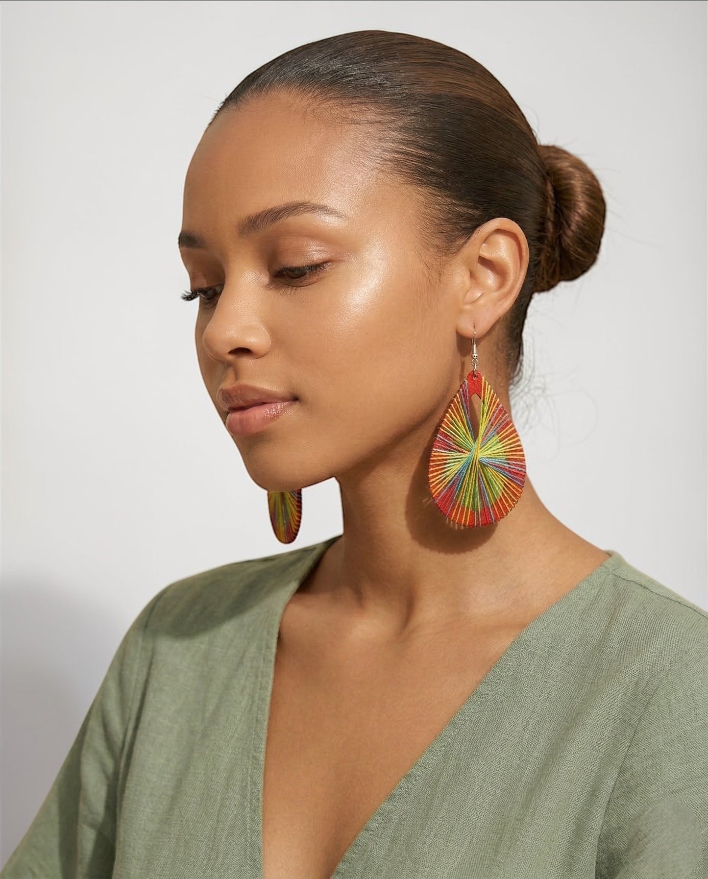 Multicolour Thread Drop Earrings – Handmade Boho Statement Festival Jewellery - Fatisha Boutique # Fatisha Boutique