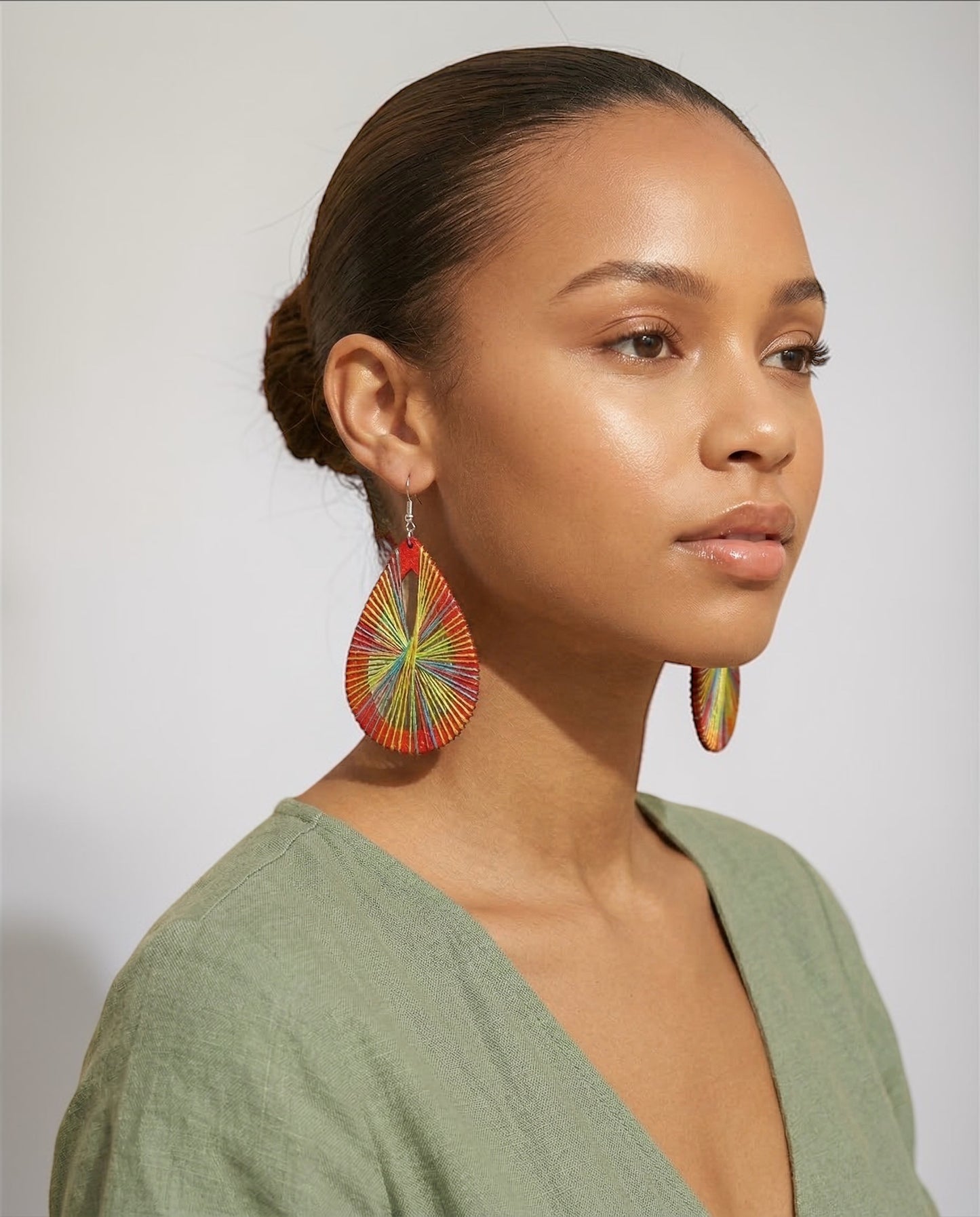 Multicolour Thread Drop Earrings – Handmade Boho Statement Festival Jewellery - Fatisha Boutique # Fatisha Boutique