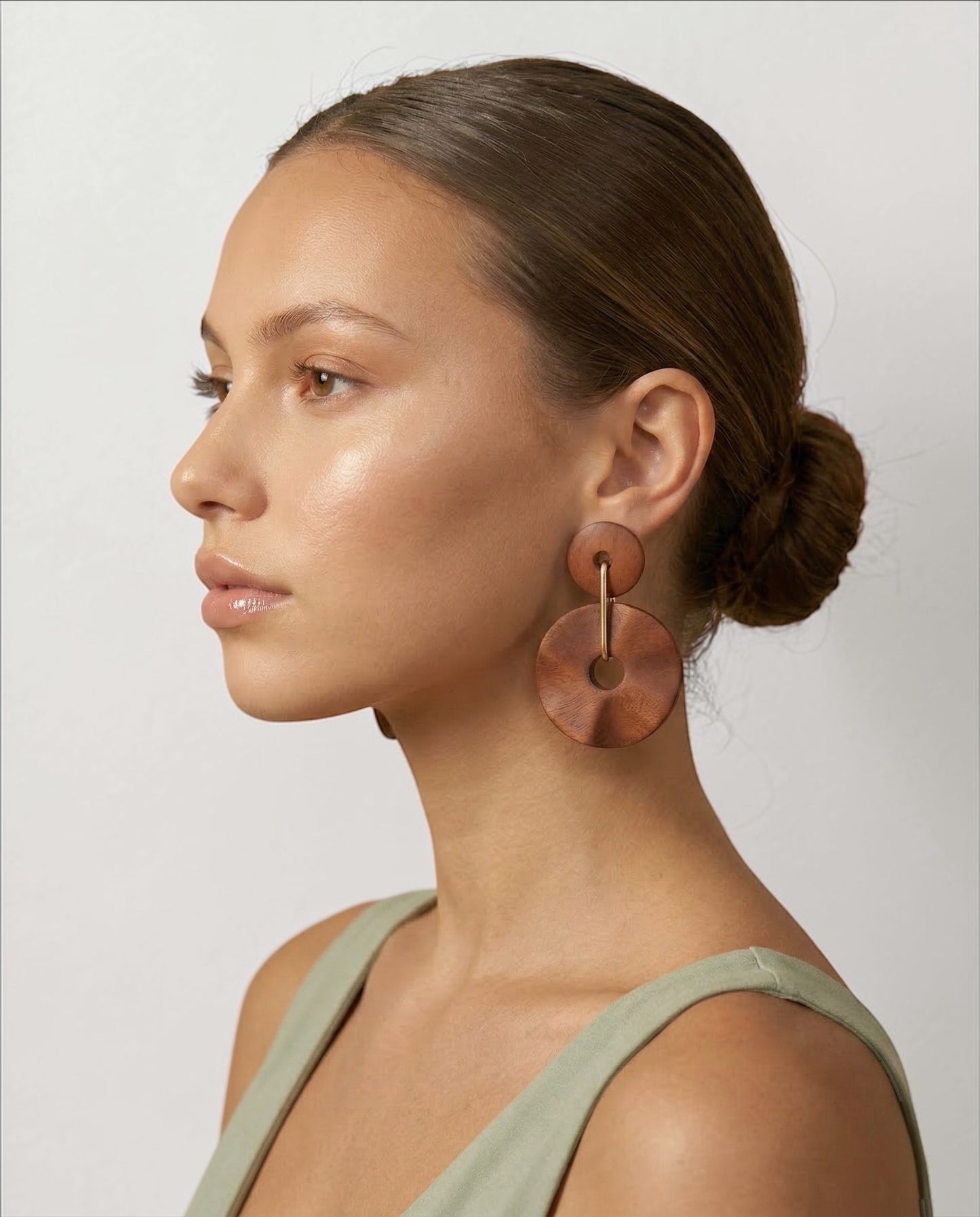 Wooden Dangle Earrings – Handmade Boho Statement Wood & Gold Jewellery - Fatisha Boutique # Fatisha Boutique