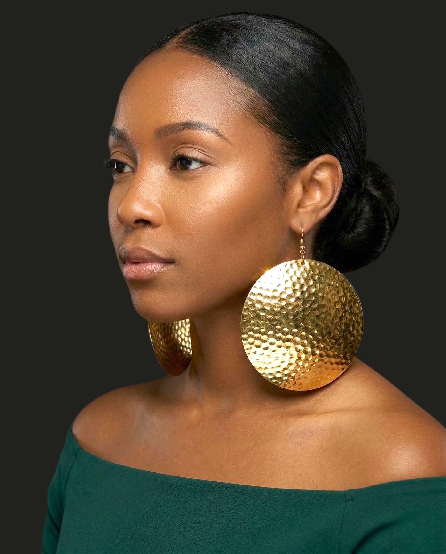Bold Hammered Gold Disc Earrings – Contemporary African Fashion Jewellery - Fatisha Boutique #