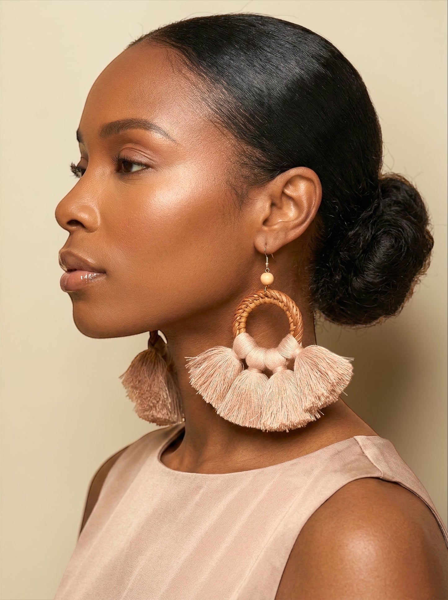 Boho Raffia Tassel Earrings – Handmade Statement Fan Drop Earrings for Women (Multiple Colours) - Fatisha Boutique # Fatisha Boutique