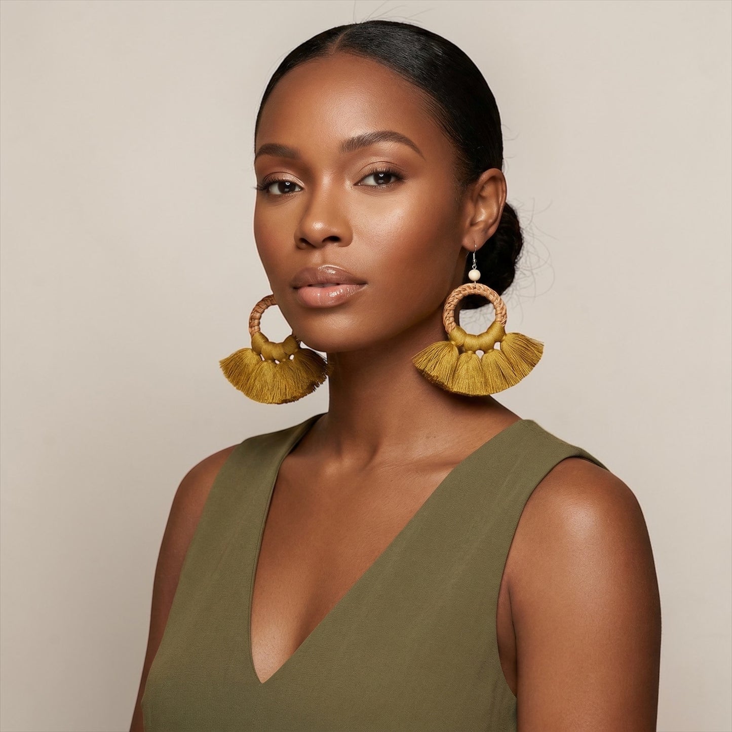 Boho Raffia Tassel Earrings – Handmade Statement Fan Drop Earrings for Women (Multiple Colours) - Fatisha Boutique # Fatisha Boutique